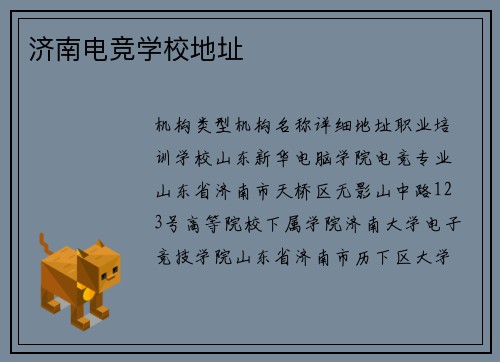 济南电竞学校地址